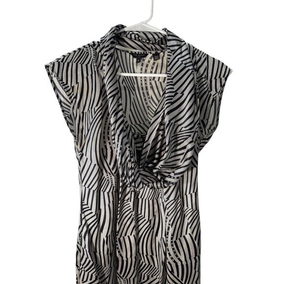 Ted Baker London Silk Black & White Abstract with Scarf Dress Size 0 EUC - Picture 4 of 8